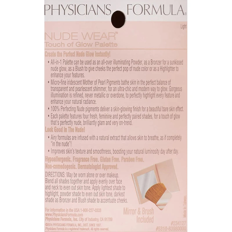 Physicians Formula Nude Wear Custom Glow Palette, Light, 0.24 Ounce