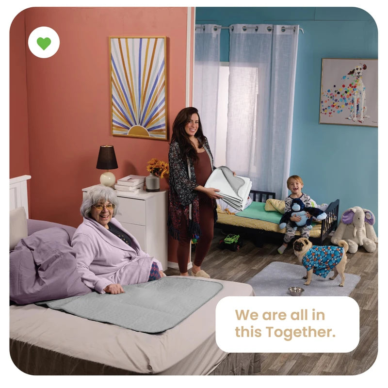 IMPROVIA® Washable Underpads, Heavy Absorbency Reusable Incontinence Pads for Kids, Adults, Elderly, and Pets - Waterproof Protection for Bed, Sofa, Furniture, Floor Gray & White (4 Pack - 18x24)