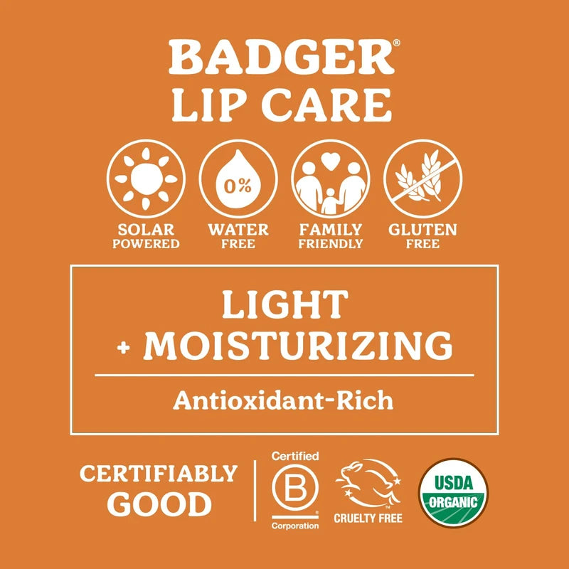 Badger - Herbal Lip Balm, Tea Tree & Lemon, Certified Organic Lip Balm, Fair Trade, Herbal Lip Care, 0.15 oz (4 Pack)