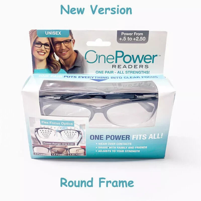 One Power Adjustable Auto Focus Reading Glasses +0.5 to +2.5  Unisex Presbyopia Readers
