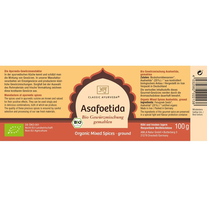 Classic Ayurveda - Organic Asafoetida Spice Mix - 100 g - Powerful Aroma, The Perfect Garlic Substitute