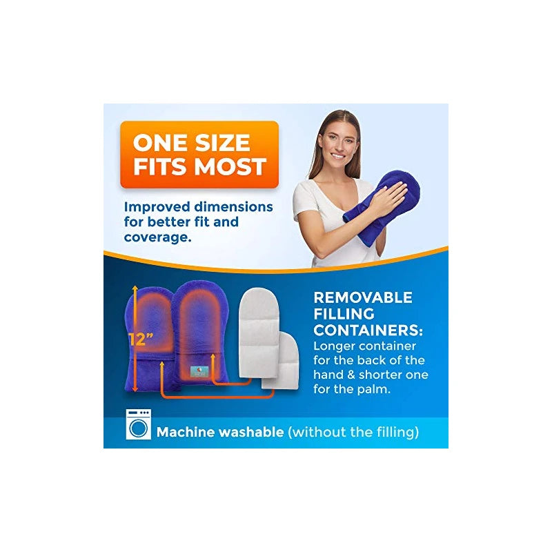 Microwavable Therapy Mittens–Relief for Hands and Fingers in Cases of Stiff Joints, Arthritis, Trigger Finger, Inflammation, Raynaud's, Carpal Tunnel–Heated Hands Mitts Warmers–Scented Gloves