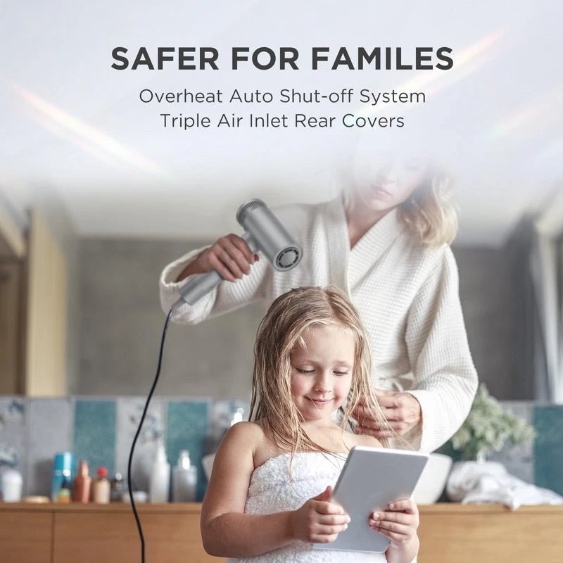 Hair Dryer, Lightweight Ionic Blow Dryer, High Speed Hair Dryers with 11,0000 RPM Brushless Motor for Fast Drying, 360° Rotating Magnetic Nozzle, Low Noise Hair Dryer for Home Travel Professional