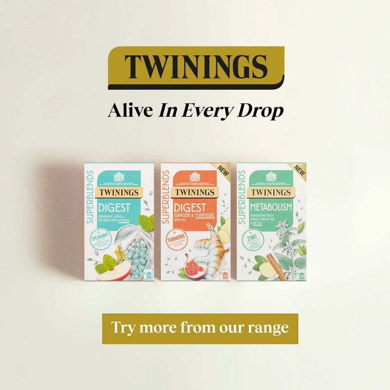 Twining Superblends Turmeric Tea - Orange & Star Anise Herbal Tea Infusion, Digestion Support After Meals, 80 x Biodegradable Tea Bags