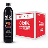 blk. Natural Alkaline Mineral Water Electrolyte Infused with Fulvic and Amino Acids, Zero Sugar Drink, Strawberry Rhubarb Flavored, 1 Liter, Pack of 12