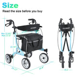 Rollator Walker for Seniors with Seat Fold Up Lightweight Mobility Walking Aid for Adult Weight to 300lb and with A Rolling Walker Accessories Bag