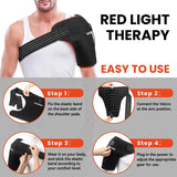 Viconor Red Light & Infrared LED Shoulder Wrap – Heated Comfort Pad with Adjustable Light & Heat Settings – USB & Plug-In, Left or Right Shoulder