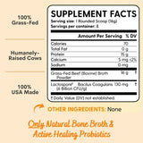 Paradise Naturals 100% Grass-Fed Beef Bone Broth Protein Powder -Active Probiotics- Collagen Peptide Rich, 15g Protein, Non-GMO, Low Sodium, Healthy Skin Hair Joints, Gut Health, Paleo Keto, No Gluten