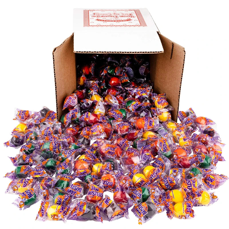 Jaw Busters - Jaw Breakers - 3.2 Pounds Bulk Box - Assorted Fruit Flavored Candy - Medium Sized Wrapped Candy - Made By Ferrara Pan, Packaged By Snackadilly