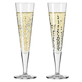 Ritzenhoff 6031005 Champagne Glass 200 ml - Goldnacht Duett Series - 2 x Designer Pieces with Real Gold - Made in Germany