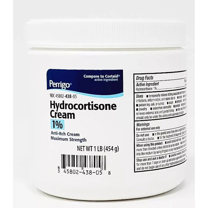 Perrigo Padagis Hydrocortisone Cream 1% (Maximum Strength) 1lb Jar - Exp Date 08-2026