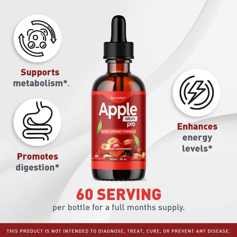 LIVORKA Apple Drops - Official AppleDrops Supplement Support, AppleDrops Advanced Liquid Oral Drop, Apple Liquid Drops Premium Formula, All Natural Support Drop, AppleDrop, 1 Bottle for 1 Month
