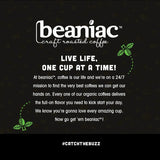 beaniac Organic Down Time Decaffeinated Medium Roast, Single Serve Coffee Pods, Arabica Coffee, Plant-Based, 30 Count