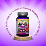 Alive! Women’s 50+ Multivitamin Gummies, Multi-Vitamins & Minerals with a Blend of 26 Fruits & Vegetables, Specially Balanced Formulation for Women, Suitable for Vegetarians - 60 Gummies
