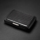 Genuine Carbon Fiber Card Holder with Metal Lock, RFID Protection Against Fraud and demagnetization, Compact Wallet, Smart Case Oslo Model