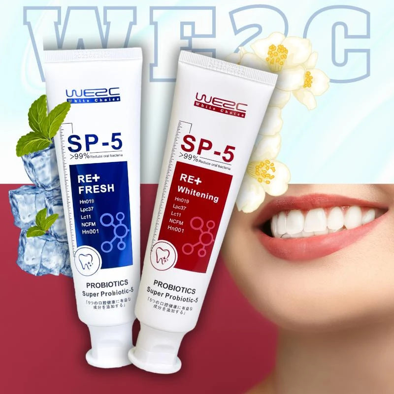 WE2C [SP-5 Probiotic toothpaste], Whitening Toothpaste-Freshens Breath,Fights Plaque - Flavor: red