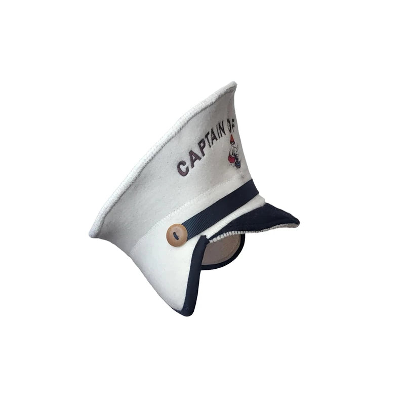 Captain Sauna Hat 100% Wool Felt Banya Hat with Embroidery to Protect Your Head from Heat, White/Opulent Garden