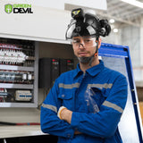 GREEN DEVIL Hard Hat Safety Helmet with Rechargeable Headlamp Light and Visor Ear Muffs Vented Work Hardhat ANSI Z89.1 Cascos De Construccion for Industrial Construction Forestry