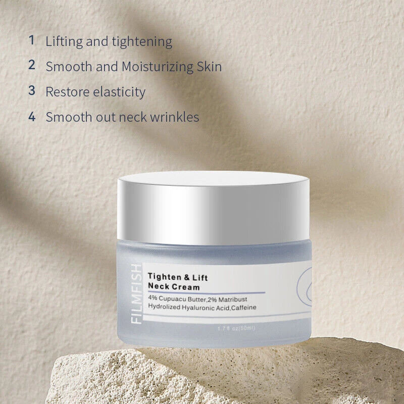 FILMFISH Anti-Aging Neck Firming Cream for Wrinkles, Tightening, Lifting, Even Skin Tone