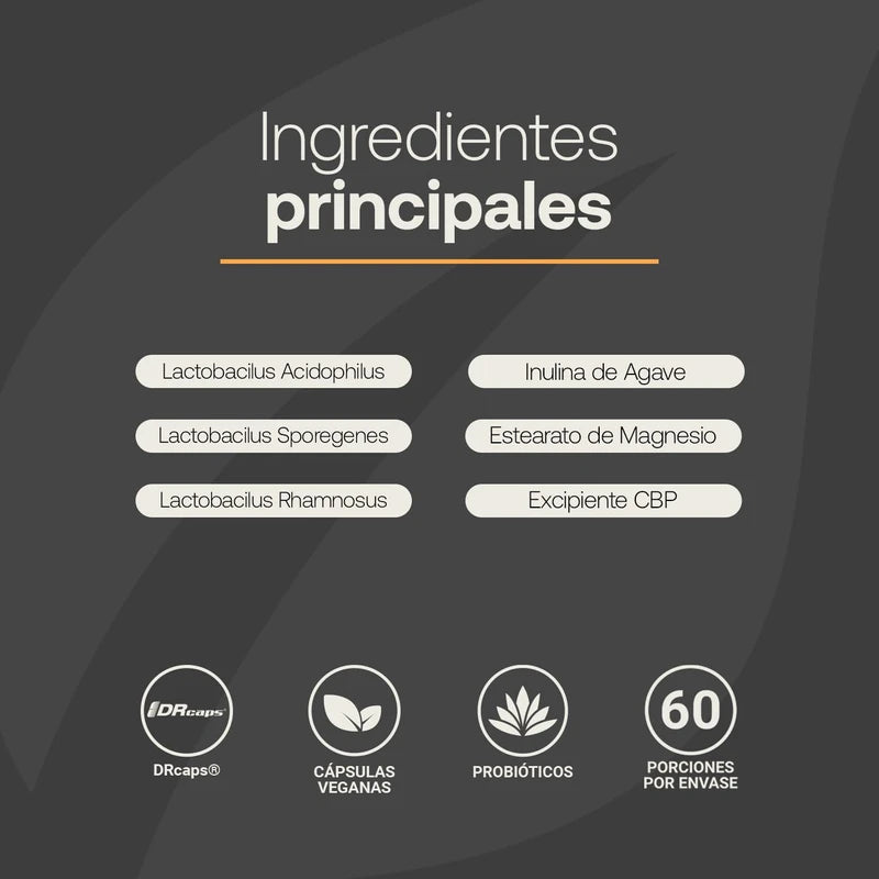 60 Billones de Probióticos 3 diferentes Cepas 60 Cápsulas Veganas. Ingredientes naturales. 60 Billion Probiotics B Life.