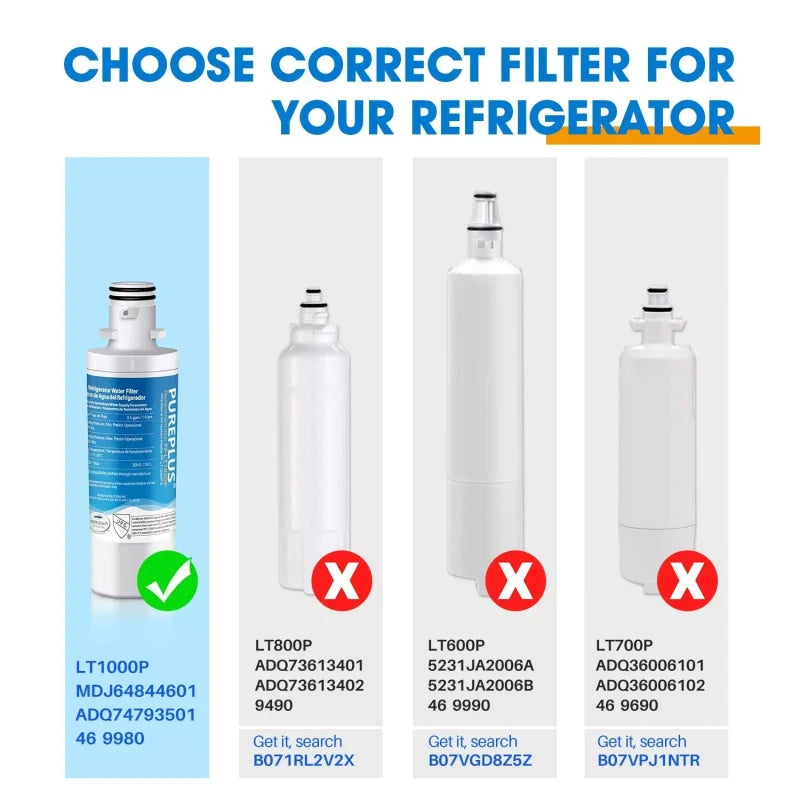 PUREPLUS  RWF4700AB Fit for LT1000P Water Filter & Air Filter AF004 3 Pack