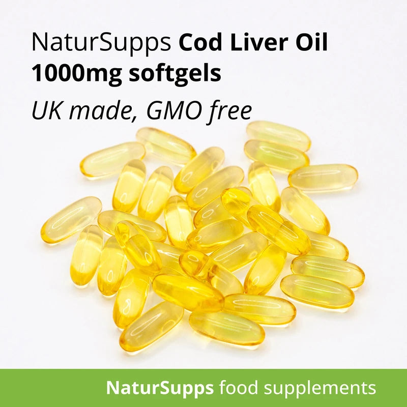 NaturSupps Cod Liver Oil Capsules 1000mg, 365 Capsules, High Strength, Omega 3, NaturSupps