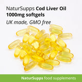 NaturSupps Cod Liver Oil Capsules 1000mg, 365 Capsules, High Strength, Omega 3, NaturSupps