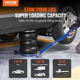 VEVOR Air Jack, 5 Ton/11000 lbs Triple Bag Air Jack, Airbag Jack with Six Steel Pipes, Lift up to 18.5 inch/470 mm, 3-5 s Fast Lifting Pneumatic Jack, with Adjustable Handle for Car, Garage, Repair，vevor air jack - Model: 5 T - Blue - Adjustable Long Han