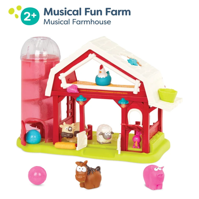 B. toys- Musical Fun Farm- Pretend Play- Interactive Toy Barn – Farm Animals – Red Barn with Lights & Sounds – Musical Farm Toys for Kids – 2 Years +