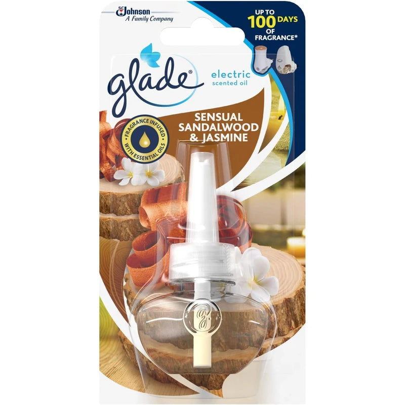 Glade Plug in Air Freshener Refill, Electric Scented Oil Room Air Freshener, Sandalwood & Jasmine, Duo Pack (2 x 20 ml)