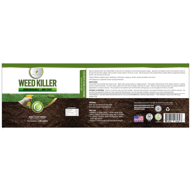 Natural Elements Natural Elements Weed Killer | Pet Safe, Safe Around Children | Natural Herbicide (1 Gallon)