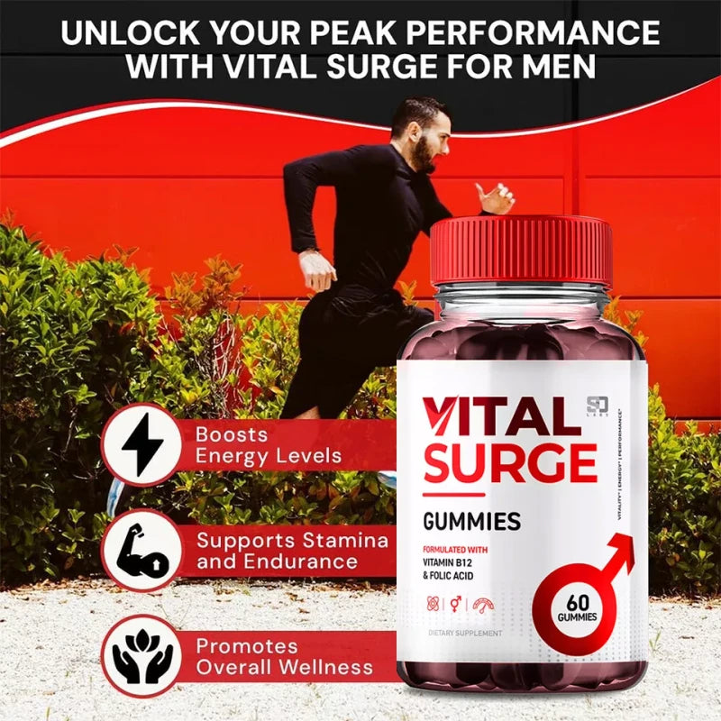 Gomitas masculinas Vital Surge, Gominolas Vital Surge Testo Apoyo Rendimiento (1 Paquete)