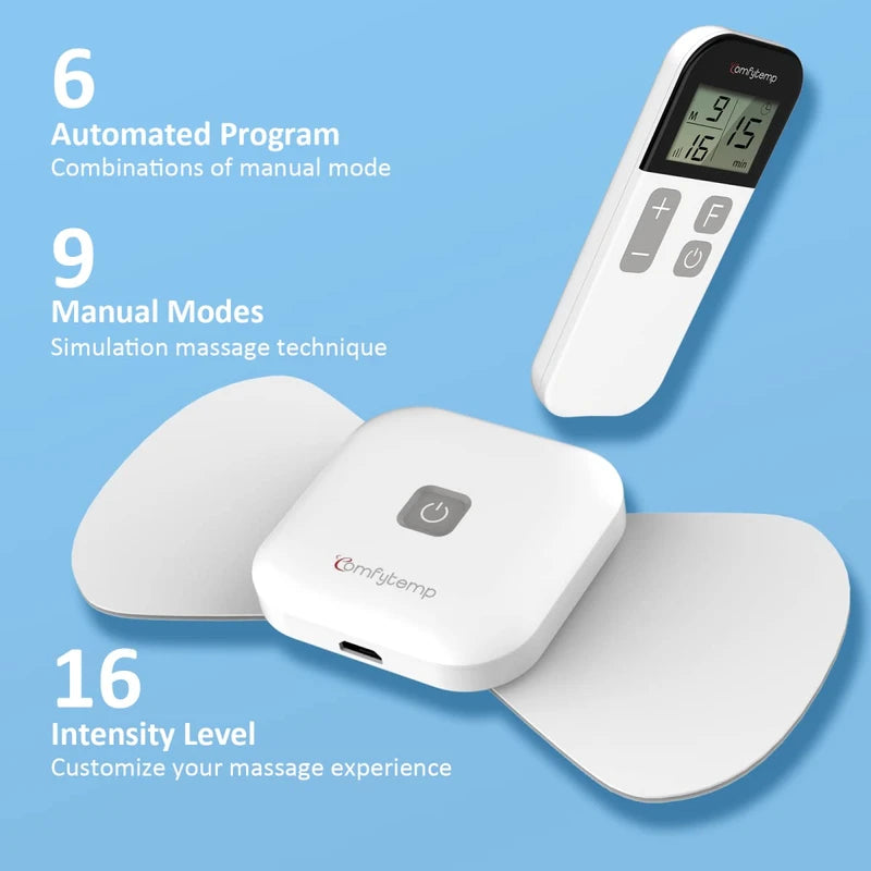 Comfytemp Wirelss TENS Machine for Pain Relief, Nerve Muscle Stimulator for Pain Management with 15 Modes, 2 Pads, Rechargeable TENS Unit for Back, Neck, Shoulder, Knee, Arthritis Sciatica Cramps Pain