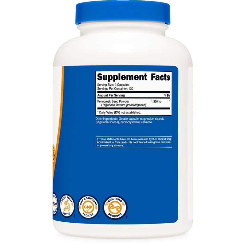 Nutricost Fenugreek Seed 1350mg, 240 Capsules (2 Bottles) - Gluten Free, Non-GMO, 675mg Per Capsule