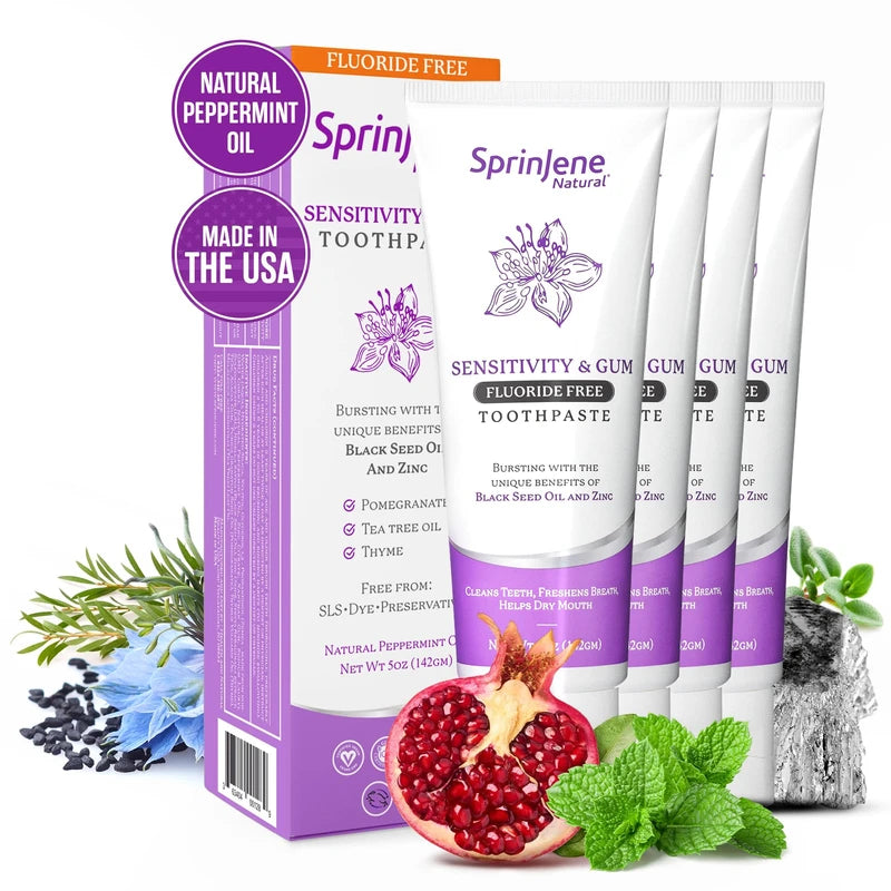 Sprinjene Fluoride Free Toothpaste for Sensitive Teeth & Gum - All Nat ...