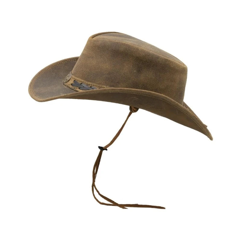 WALKER AND HAWKES - Outdoor Cowhide Leather Hat - Vintage Look, light brown