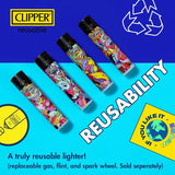 Clipper - Classic Large Reusable Lighter - Iconic Premium Refillable Lighters Bulk Pack - Replace Butane, Flint, and Spark Wheel for Unlimited Lights - 48 Pack - Triple Gradient