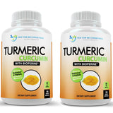 DOCTOR RECOMMENDED SUPPLEMENTS Turmeric Curcumin Supplement - 2250mg/d - Veggie Caps - 95% Curcuminoids with Black Pepper Extract (Bioperine) - 750mg Capsules - 100% Organic - Most Powerful Turmeric (Pack of 2)