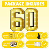 4FT Marquee 60 Numbers, Light Up 60 Glitter Gold Giant Marquee Mosaic Numbers Frame Light Up Numbers for 60th Birthday Party Decorations Mosaic Number 4,DIY Frame Pre-Cut Foam Board Kit