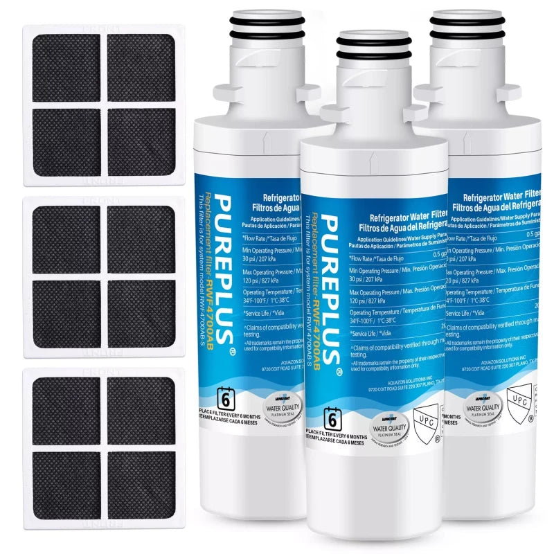 PUREPLUS  RWF4700AB Fit for LT1000P Water Filter & Air Filter AF004 3 Pack