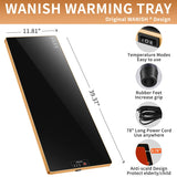 Electric Warming Tray（Extra Long 40”x12”），Food Warmer with Thermostat and Full Surface Heating，Food Warming Mat with 2 Temperature Modes for Parties Buffet，Gatherings，Gold Edge Warming Mat for Food