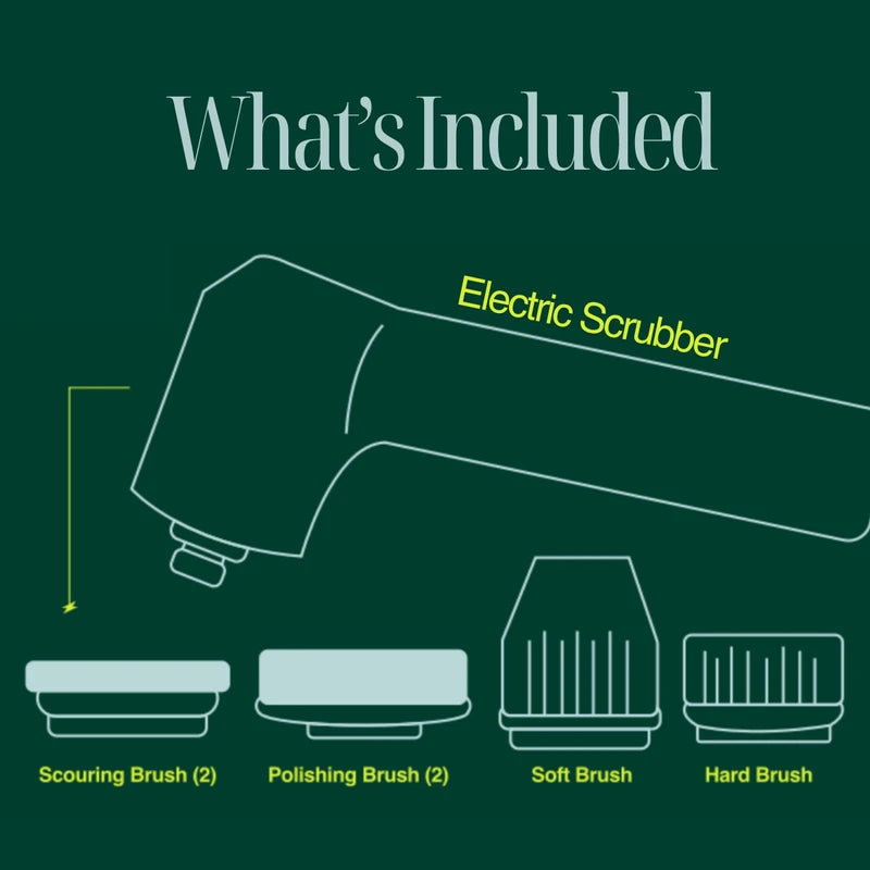 SonicPower Electric Spin Scrubber, Handheld & Ergonomic, IPX 7 Waterproofing, 4 Multi-Purpose Attachments Included, 2 Scrubbing Speeds, Long Lasting Rechargeable Battery