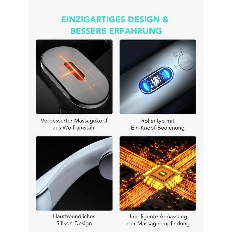 SKG Nackenmassagegerät mit Wärme, elektrisches Rotlicht-Puls-Vibrations-Traktions-Nackenmassagegerät zur Schmerzlinderung im tiefen Gewebe, tragbares 4D-Massagegerät, Nackenentspanner,K5-3 PRO