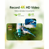 4K HD Bird Feeder with Camera Solar Powered, 2.4G/5G Dual WiFi Wireless, Auto Bird Video Capture, Instant Notifications, 360°Adjustable Bracket & 32GB EMMC, AI Identify 10000+ Species for Bird Lover