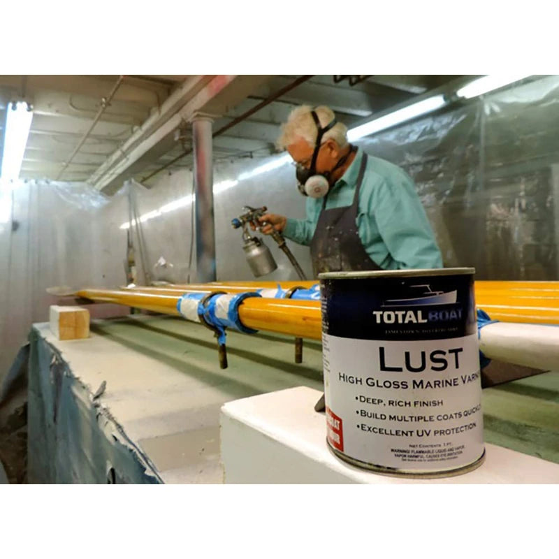 TotalBoat-482869 Lust Marine Varnish, High Gloss and Matte Finish for Wood, Boats, Outdoor Furniture (High Gloss, Quart)