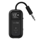 SafeFly Dual Premium Bluetooth 5.3 Transmitter Bluetooth Adapter w/Screen for AirPods or Wireless Headphones - Use with Any 3.5 mm Audio Jack for Airplanes, TV, MP3 Player, PC, Switch