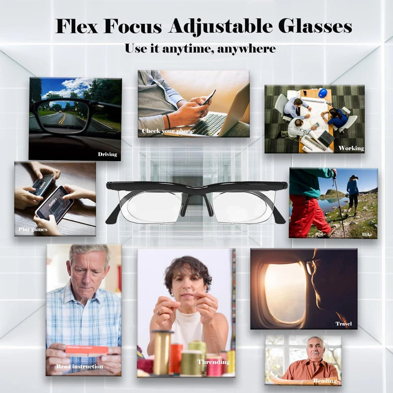 Vi Shift adjustable reading glasses men, Flex Focal Glasses, Adjustable Glasses for Men&Women (Pack of 2)