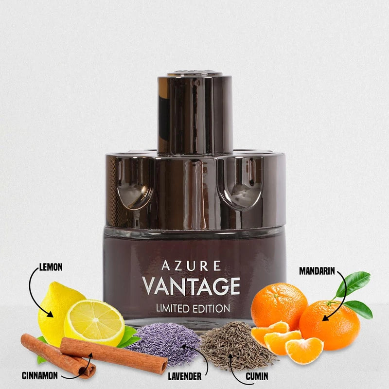 Azure Vantage Limited Edition Spray Cologne - Eau De Parfum for Men - 3.4 fl.oz