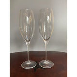 Dom Perignon Signed DOM PERIGNON Crystal Etched SHIELD LOGO 9 1/8" CHAMPAGNE FLUTES Set Of 2