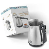 ETHNIQ Turkish Coffee Pot - Stainless Steel, 120V, 1 to 4 Cup Capacity, Fast Brewing, Delicious Cup of Turkish, Arabic & Greek Coffee Maker with Foldable Handle for Home & Travel & on-off Button